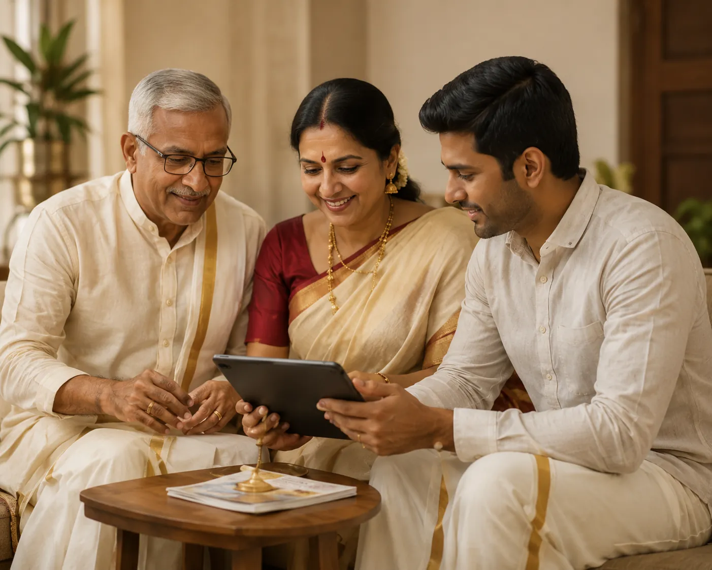 South Indian family comparing Smartha Madhwa and Sri Vaishnava Brahmin matrimony matches in Kannada Telugu Tamil Marathi Malayalam and Tulu