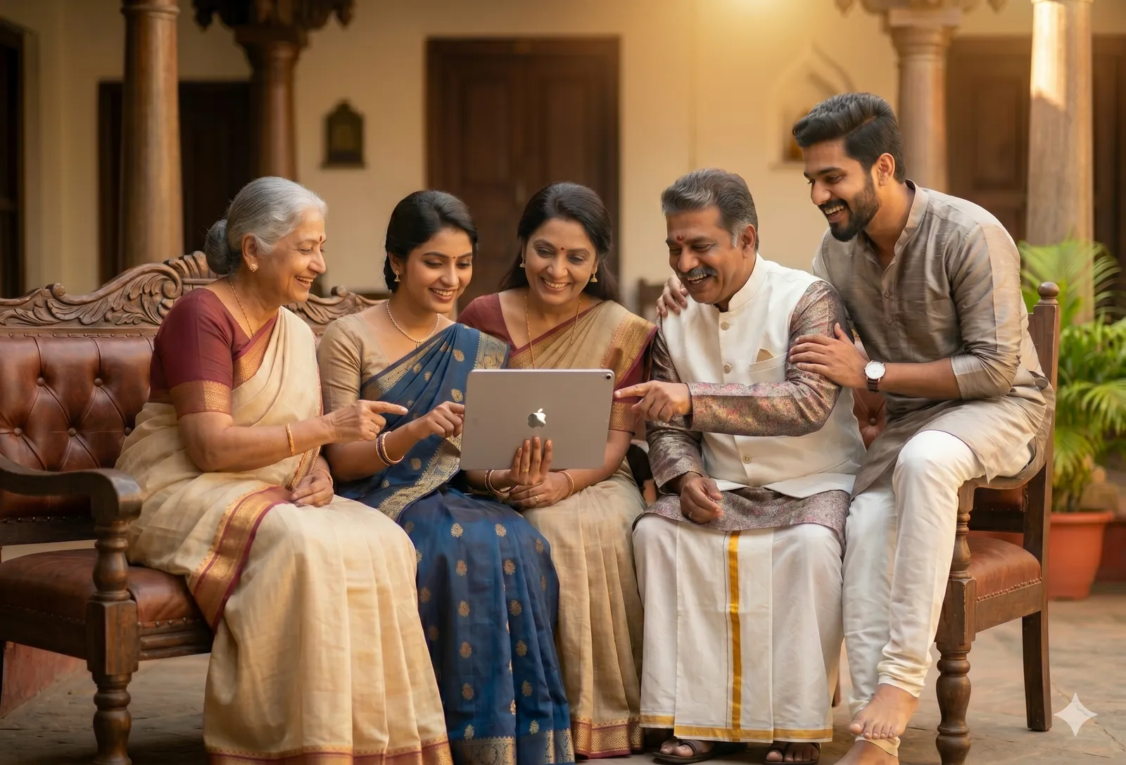 South Indian family reviewing Smartha Madhwa and Sri Vaishnava Brahmin matrimony matches in Kannada Telugu Tamil Malayalam across Bengaluru Hyderabad Chennai Kochi Mysuru Pune Toronto and Sydney